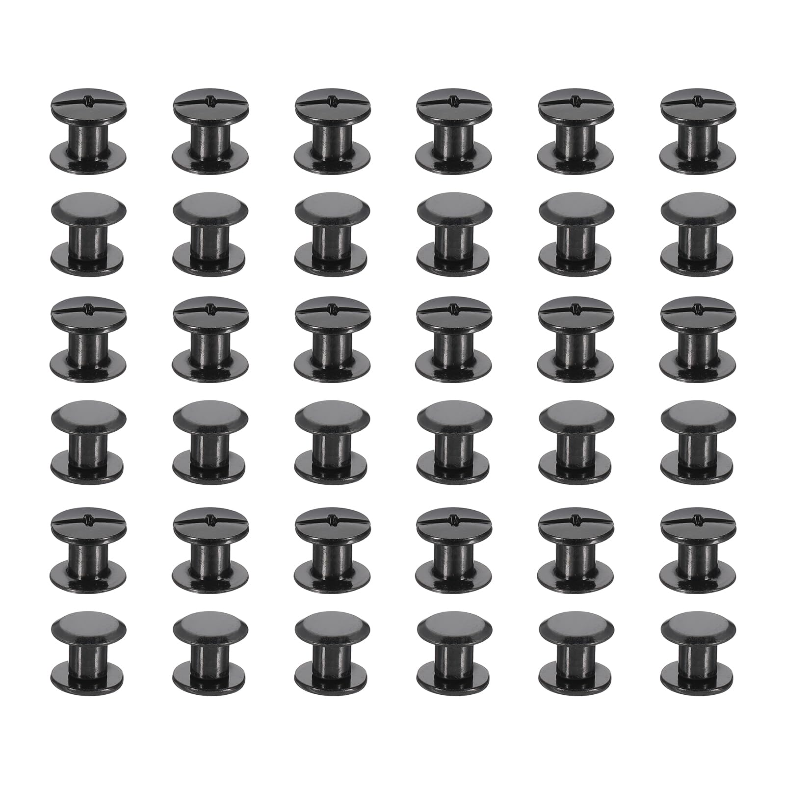 PATIKIL 50 Sets Chicago Screws, 6mm l Chicago Screws Phillips Binding Post Screw Bolts Leather Rivets Fasteners Connectors for Leather Belt Scrapbook Photo Albums, Black