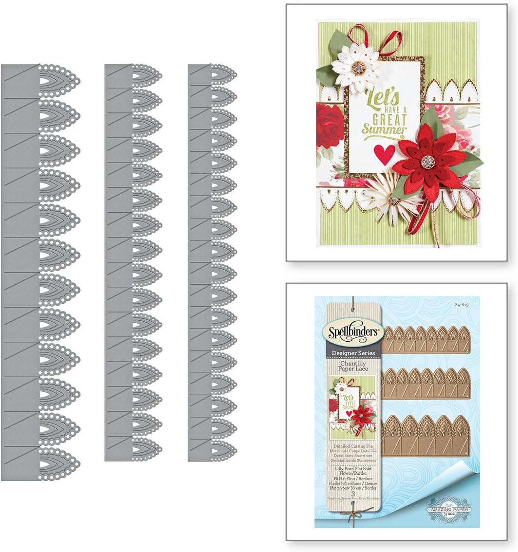 Spellbinders Lilly Pearl Flat Fold Flower/Border Shapeabilities Die, Metal, Brown, 19.5 x 12.4 x 0.2 cm - Image 3