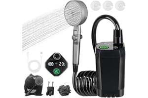 PURUYE 2025 Upgraded Camping Shower Kit, Portable Shower for Camping, Ultra High Pressure Outdoor Shower with LED Display, 6000mAh Lightweight 4 Mode Camping Pump for Hiking, Backpacking, RV Travel, Car, Pet