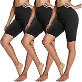 3 Pack Biker Shorts for Women – 8" Black High Waisted Tummy Control for Gym Workout Athletic Cheerleading Yoga