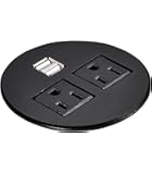 Power Data Hub Tap Grommet With 2 X AC Outlet and 2 X USB Ports With 6 ft Heavy Duty Power Cord (Black)