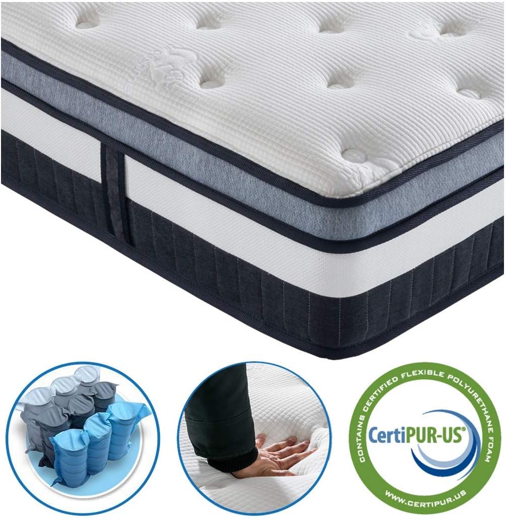 Vesgantti 6FT Super King Mattress, 11 Inch Pocket Sprung Mattress Super