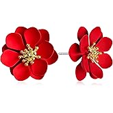 JNONL Chic Cute Boho Matte Flower Stud Earrings with Gold Flower Bud for Women Sister Mom Lover and Friends