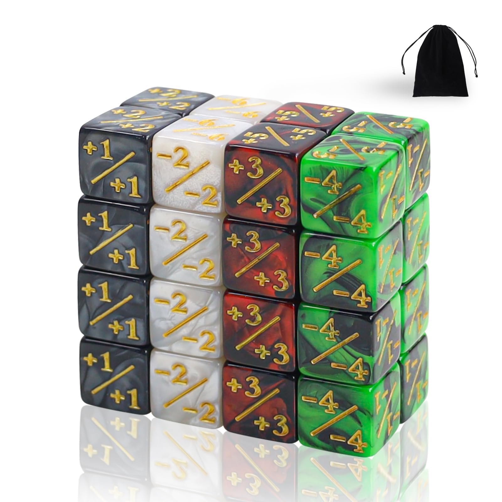 SLAKOZYT MTG Counter Token Dice, Magic The Gathering Glitter Sparkle Dice (32 Pieces Colour Gradient Black and White)