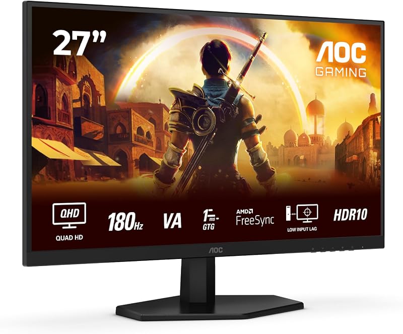 AOC Q27G42XNE 27 Inch WQHD 180Hz Fast VA 0.5ms MPRT HDR10 FreeSync