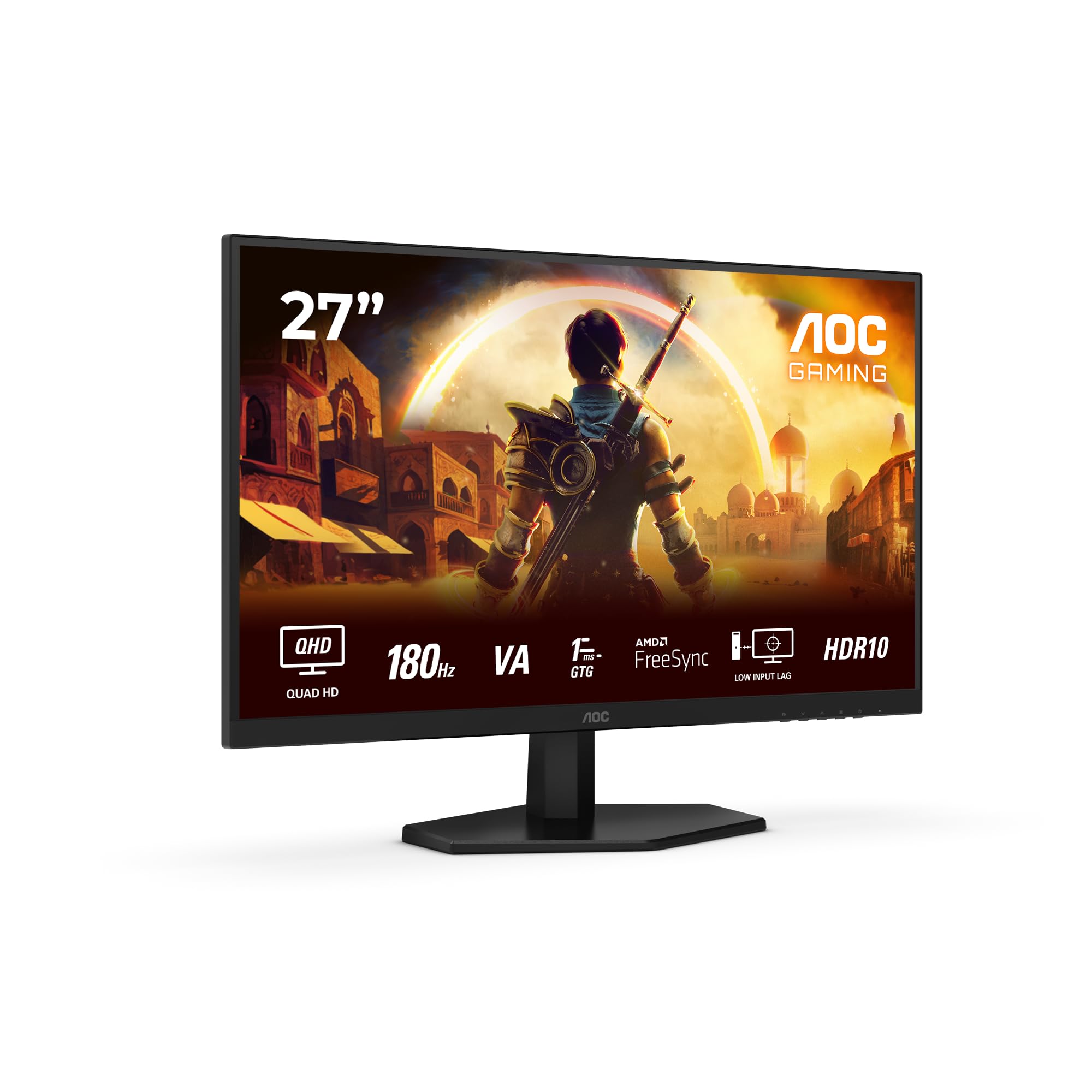 AOC Q27G42XNE 27 inch WQHD Gaming Monitor 180Hz, Fast VA Panel, 1ms GtG, HDR10, FreeSync, Speakers, (2560x1440 HDMI 2x 2.0) Black