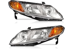 WEELMOTO For 2006-2011 Honda Civic 4DR Headlights Assembly Replacement For 2006 2007 2008 2009 2010 2011 Honda Civic 4DR Head