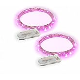 RTGS 2 Sets 20 LEDs Pink Color String Lights Silver Wire Indoor and Outdoor 6.5 Feet Firefly Starry Fairy Lights Battery Powered for DIY, Christmas, Holidays, Party, Bedroom and Centerpieces