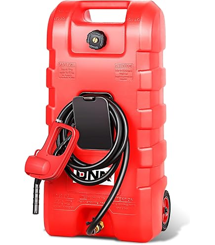 15-Gallon Fuel Caddy With Manual Pump - Portable Gas Can With Wheels & 10ft Hose