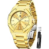 OLEVS Watches for Men Dress Stainless Steel Big face Waterproof Luxury Men’s Wrist Watch with Date Casual Blue/Black/Gold/Silver Reloj para Hombre