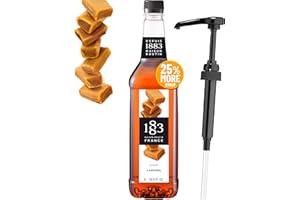 LITTLE SQUIRT SYRUP PUMP 1883 Caramel Syrup with Pump for Hot & Cold Drinks - 1 Liter 33.8 Ounces