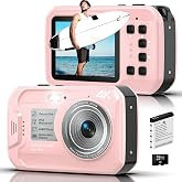 4K Underwater Camera, 64MP 16FT Waterproof Camera, 16GB Card, Pink | Floatable Digital Camera, 16X Digital Zoom, Auto Focus, Fill Light, 650mAh Battery, Ideal for Travel, Surfing, Swimming