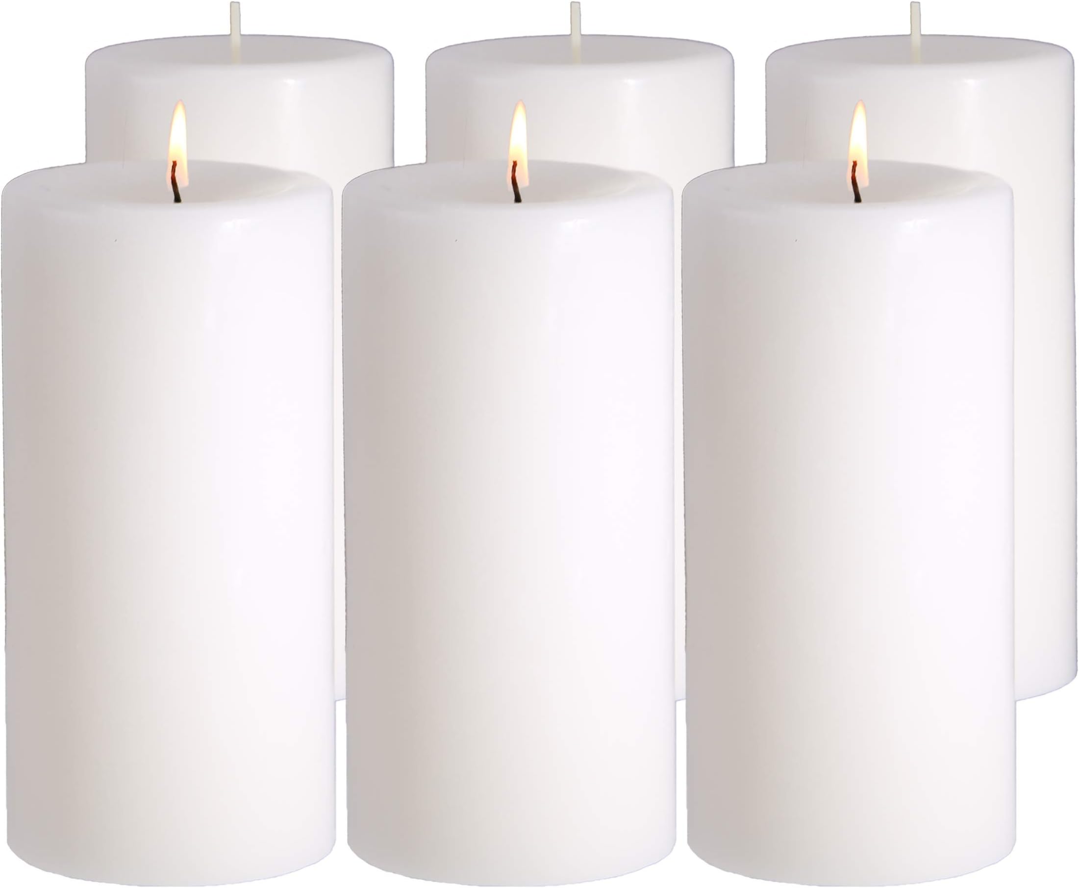 CandleNScent White Pillar Candles Unscented - 3" x 6" Hand Poured Set of 6 Unscented Cotton Wick Made in USA