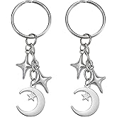 WEWAYSMILE 2 Pcs Cute Star Moon Keychain Car Keychain Portable for Women Keychains Bag Accessories Holiday Gifts