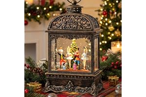 KIRSCHBLÜTE Christmas Snow Globe Lantern with Nutcracker Battles The Mouse King，Lighted Swirling Glittering Snow Globes with Music & Timer, Christmas Decorations for Home Tabletop Indoor