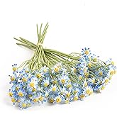 Hanycon 2 Bundles Small Artificial Daisy Flowers Bouquet Faux Silk Tiny Daisy Flowers for Home Garden Vase Decor (Blue)