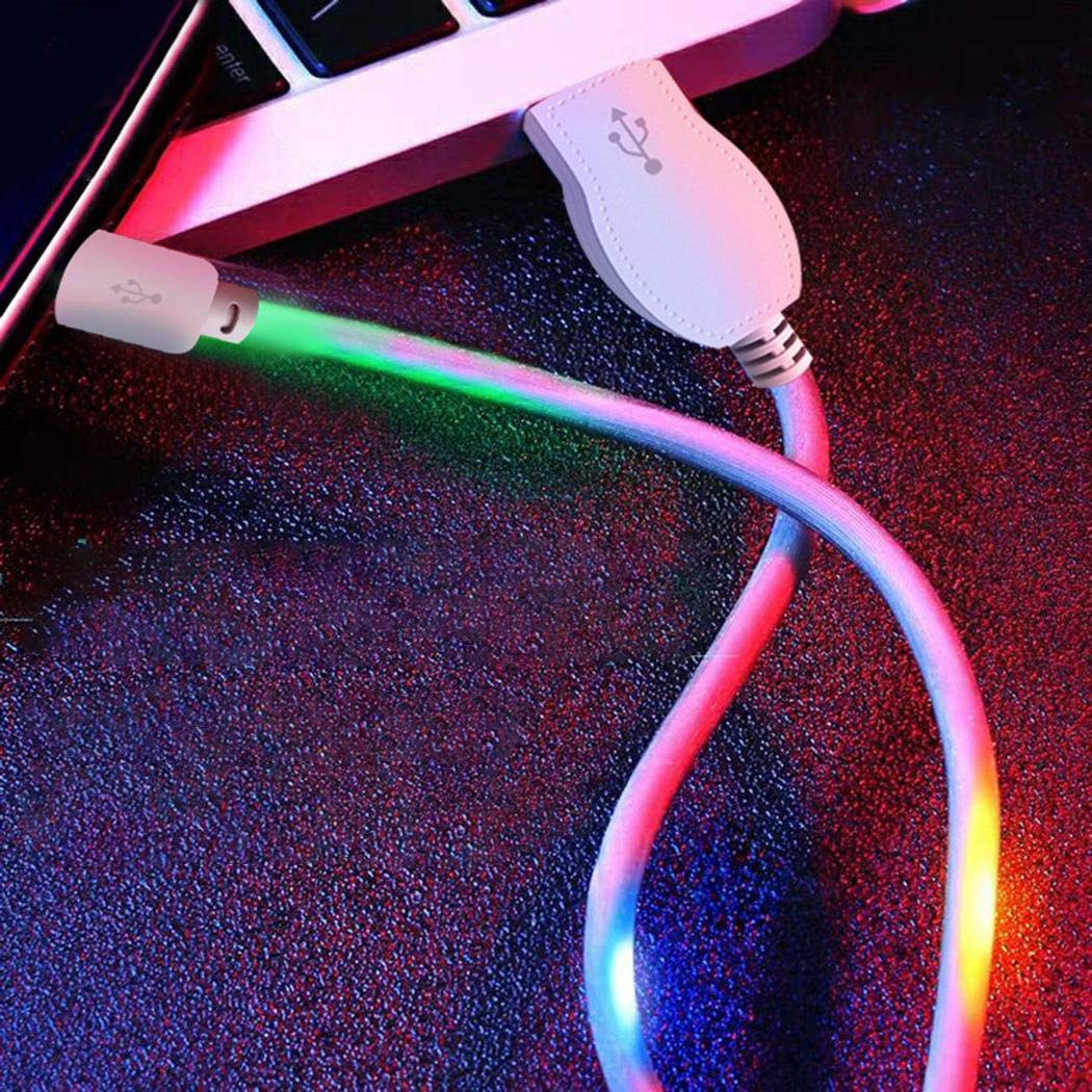 Minlop Rhythm Data Line Intelligent Voice Control Fast Charge Visible Flashing Lighting USB Cable 3.3ft LED Charger Charging Cord - Type C, Android