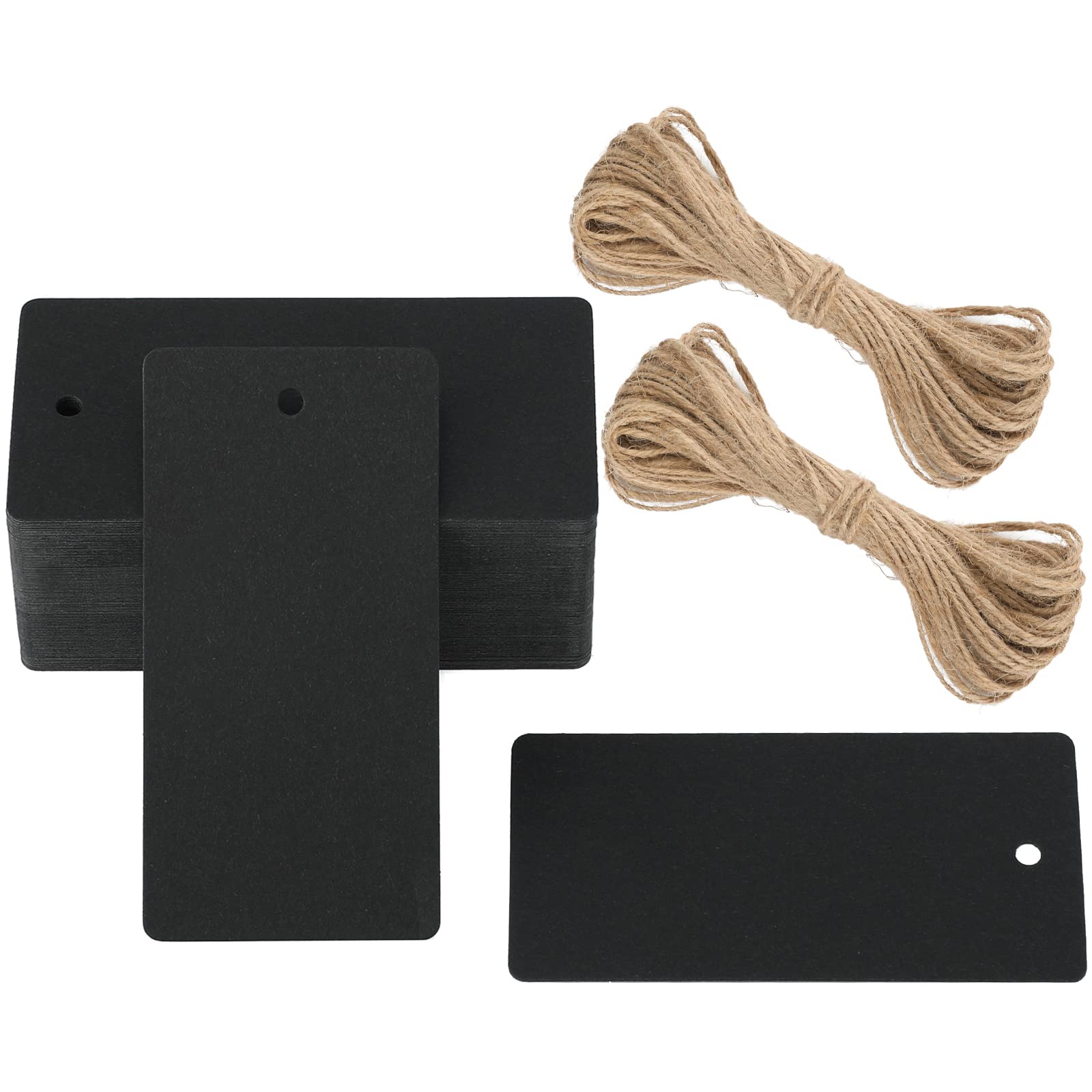 G2PLUS Gift Kraft Paper Tags, 4.5 x9 CM Luggage Wedding Labels, 300g/m² Large Blank Gift Tags with String, 100 PCS Black Paper Gift Tags for Birthday Party, Wedding Gift Favors — image 1