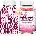 Collagen Peptides Gummies 5000MG, Collagen Gummies for Women & Men, Type I,II,III,V,X Protein with Biotin, Hyaluronic Acid, Vitamin C for Healthy Skin | Strawberry Flavored, Sugar Free, 120 Cts