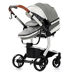 Aveainelle PU Leather 2 in 1 Baby Stroller with