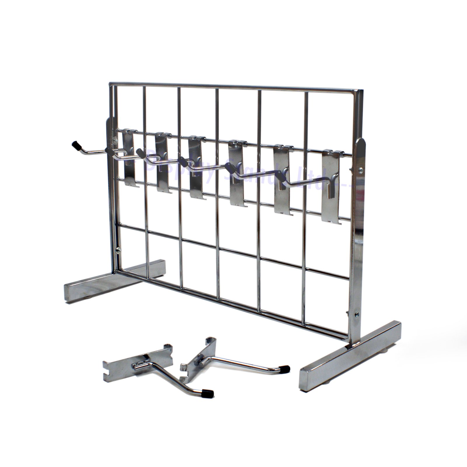 Counter Standing 2 Way Chrome Grid Panel Display with 4" Hooks (E3MINI/1)