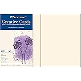Strathmore Creative Cards, Ivory with Deckle Edge, 5x6.875 inches, 100 Pack, Envelopes Included - Blank Greeting Cards for Weddings, Events, Birthdays