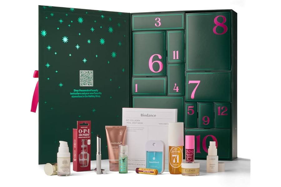 Amazon Beauty Advent Calendar | Exclusive 12 Days of Beauty 2025 | 8 Full-Size and 4 Mini-Size Favorites
