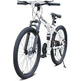 KWOJU Folding Mountain Bike- 26 Inch Bikes for Adults, 21 Speed Full Suspension Foldable Bike for Men or Womens Bike Riders, High Carbon Steel Frame Dual Disc Brake MTB for Trek and Commuter
