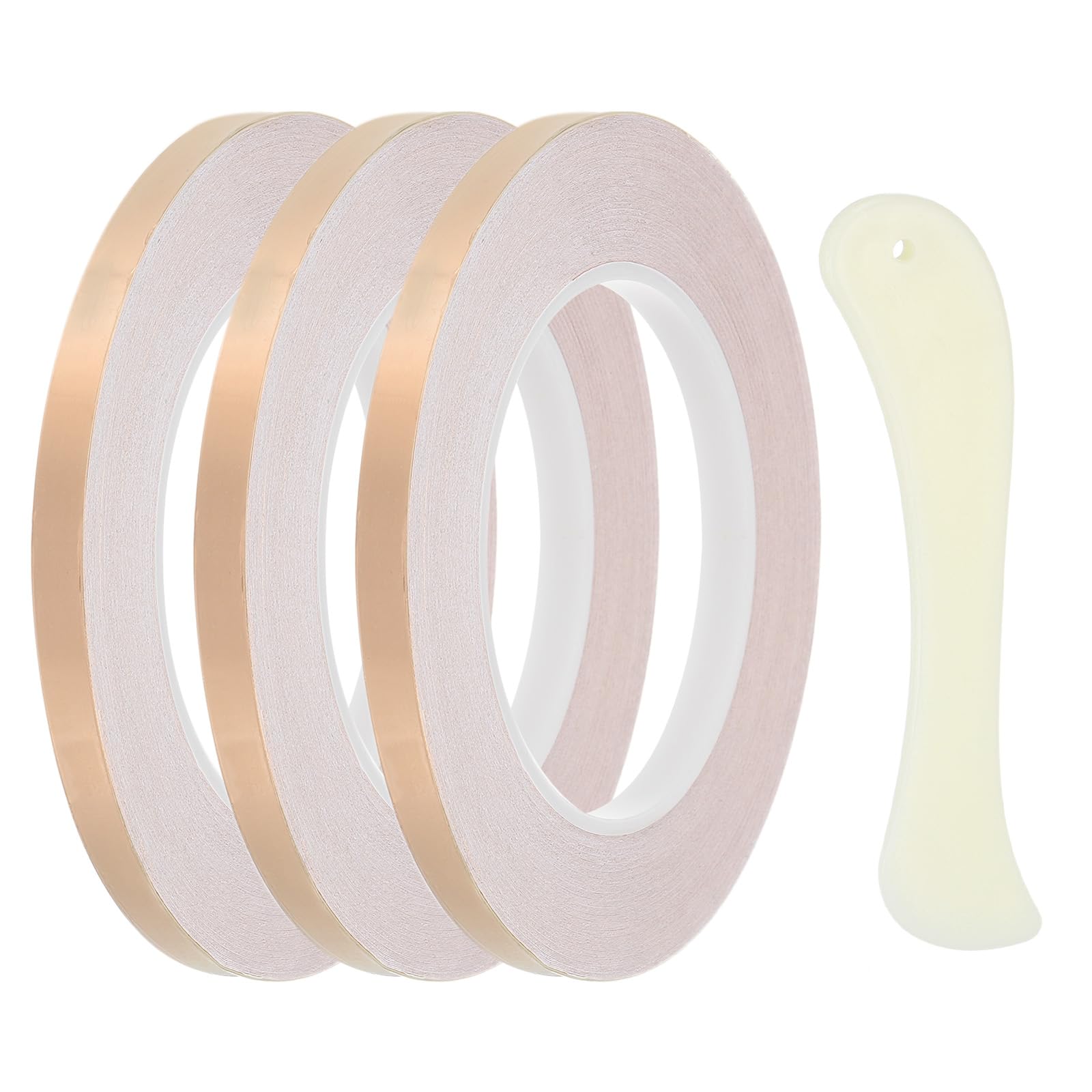PATIKIL 36 Yard 5/16 Inch Copper Foil Tape, 3 Roll Copper Tape with Single-Sided Conductive Stained Glass Foil Tool with Scraper for Stained Tools DIY Crafting