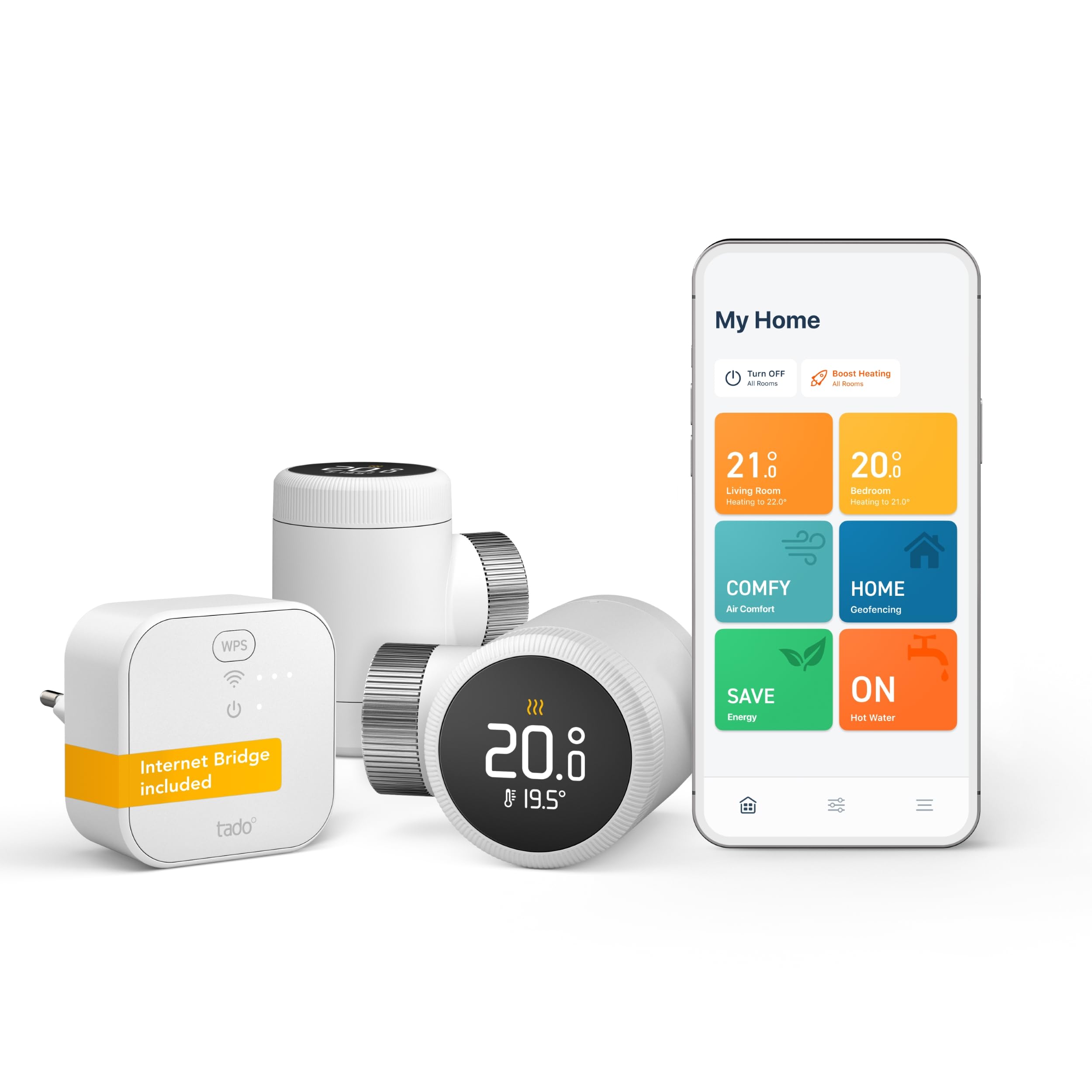 tado° Smart Radiator Thermostat X – Starter Kit with Bridge X, Heating Control via App and Smart Speaker (Alexa, Siri, Google Assistant), Save Heating Costs, DIY Installation