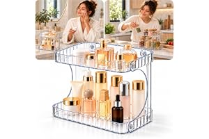 Organizador Multiuso de Acrílico 2 Andares Prateleira para Maquiagem, Cosméticos, Perfumes e Skincare – Bancada de Banheiro,