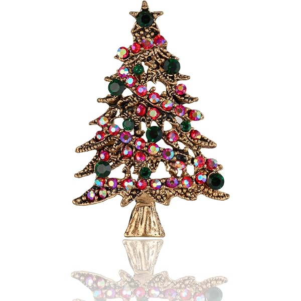 Broche De Noël Camco En Forme De Sapin - Pierres Vertes, Ton Or, Occasion