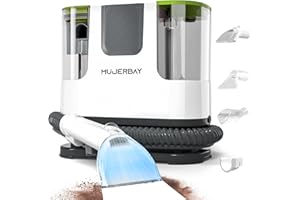 Upholstery Carpet Cleaner, MUJERBAY® 12Kpa Portable Spot and Stain Cleaner, Easy Move with Universal Wheels & Handle, 1.18-inch Deep Cleaning Machine for Couch, Stairs, Car and Pet Messes. Green