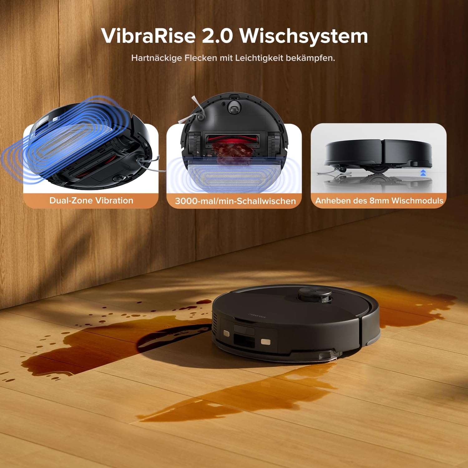 roborock Q10 S5+ Saugroboter mit Wischfunktion, 10.000 Pa HyperForce Saugkraft, Dual Anti-Tangle System, Auto Lifting Mopping, Ideal für Tierhaare, Teppiche, Hartböden (Schwarz) 5