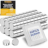 TRYMAG Small Refrigerator Magnets 60Pcs, Multi-Use Tiny Magnets Mini Round Disc Office Magnets for Fridge, Whiteboard, Billbo