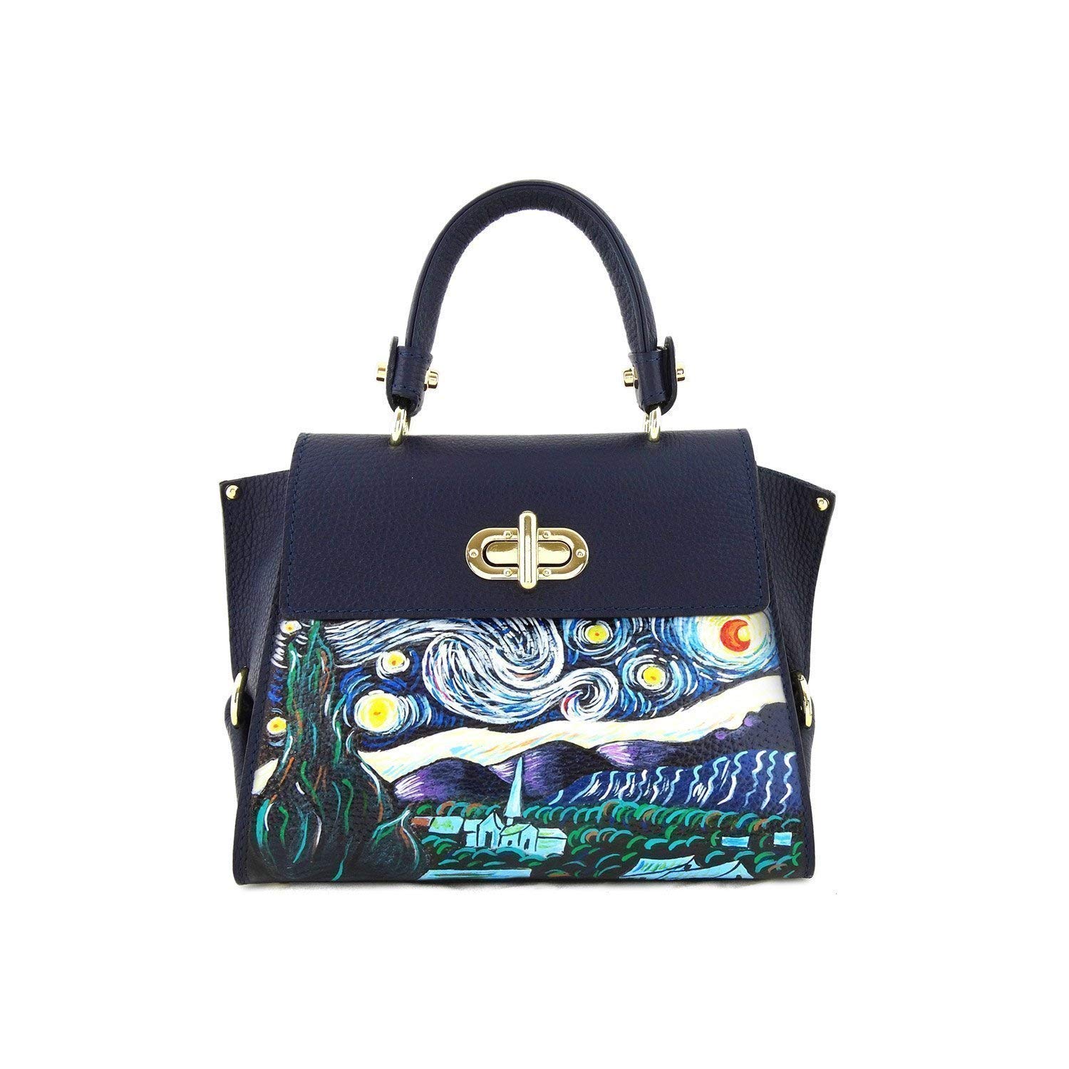 Borsa in pelle dipinta a ano - LA NOTTE STELLATA DI VAN GOGH - Borse
