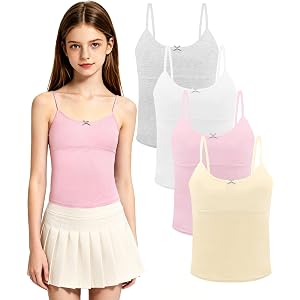 Parderry Teen Girls Camisole, Original Cotton Lining Undershirts Training Bras 8-16Y
