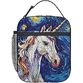 cromcu Insulated Lunch Box for Girls Women Adults Unicorn Lunch Bag for Work,Picnic,School,Travel,Hiking, Beach or Fishing Polyester Art Unicorn Lunch Box