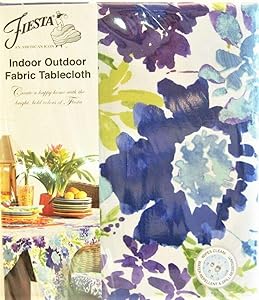 Fiesta Indoor/Outdoor Garden Floral/Cool Fabric Tablecloth 60IN X 102IN