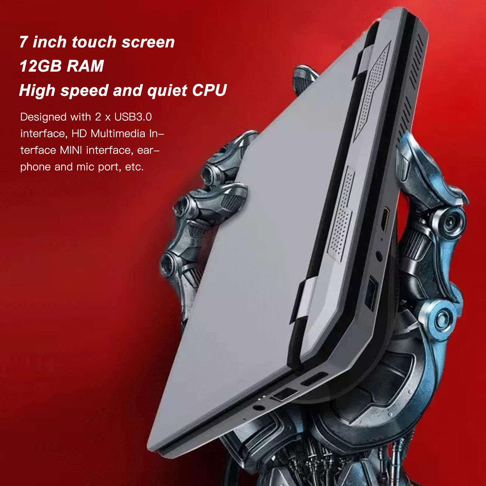 Mini Portable Laptop | Mini Computer Notebook with 7 Inch | 12GB & J4105 CPU | 2.4G/5G Band | Full Size Keyboard | Support 10, 11 (12G+128G)
