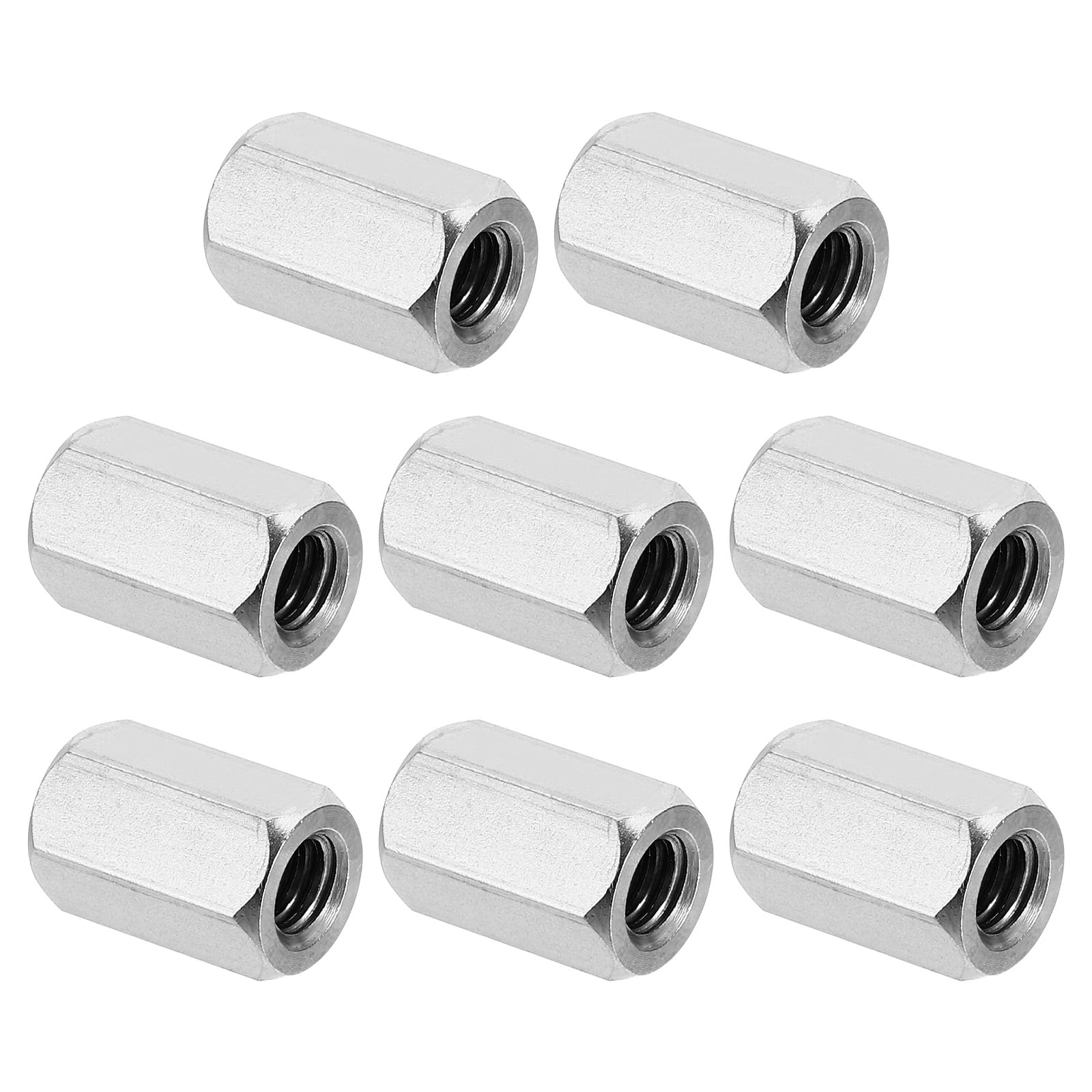 PATIKIL 5/16"-18 UNC 304 Stainless Steel Hex Coupling Nuts, 8Pcs 0.8" Length Fully Threaded Rod Coarse Coupling Nut Studding Connector Fasteners, Silver Tone