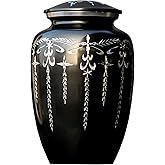 Adult Cremation Urns for Male/Female – Funeral Urn for Human Ashes – Decorative Urns for Ashes, Large Keepsake Box (Black - 3)