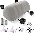 Sex Pillow Couples Sex Toys, Heart Shaped Inflatable Cushion Furniture for Bedroom Dildo Mount, Upsize Wedge with Bondage Cuffs, Cross Strap, Nipple Clamps BDSM Kit