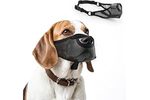 AIIEIM Dog Muzzle for Small Medium Large Sized Dogs, Adjustable Basket Muzzle for Dogs Allows Panting and Drinking,Breathable Soft Mesh Muzzles to Prevent Biting Barking and Licking-Black,M