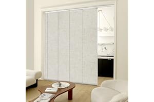 Heefen Adjustable Panel Track Blinds Blackout Vertical Blinds, Retractable Track from70 to 133" W, Trimmable Panel Up to 102" H (Linen Beige)