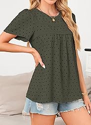 Falechay Green-Black Dots Tops for Women Solid