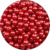 Tingoons 1800pcs 4mm Pearl Beads with Hole Round Loose Luste Craft Beads for Home Decoration Vase Fillers DIY Craft Making Jewelry Making Bracelet Necklace Earrings(Red)