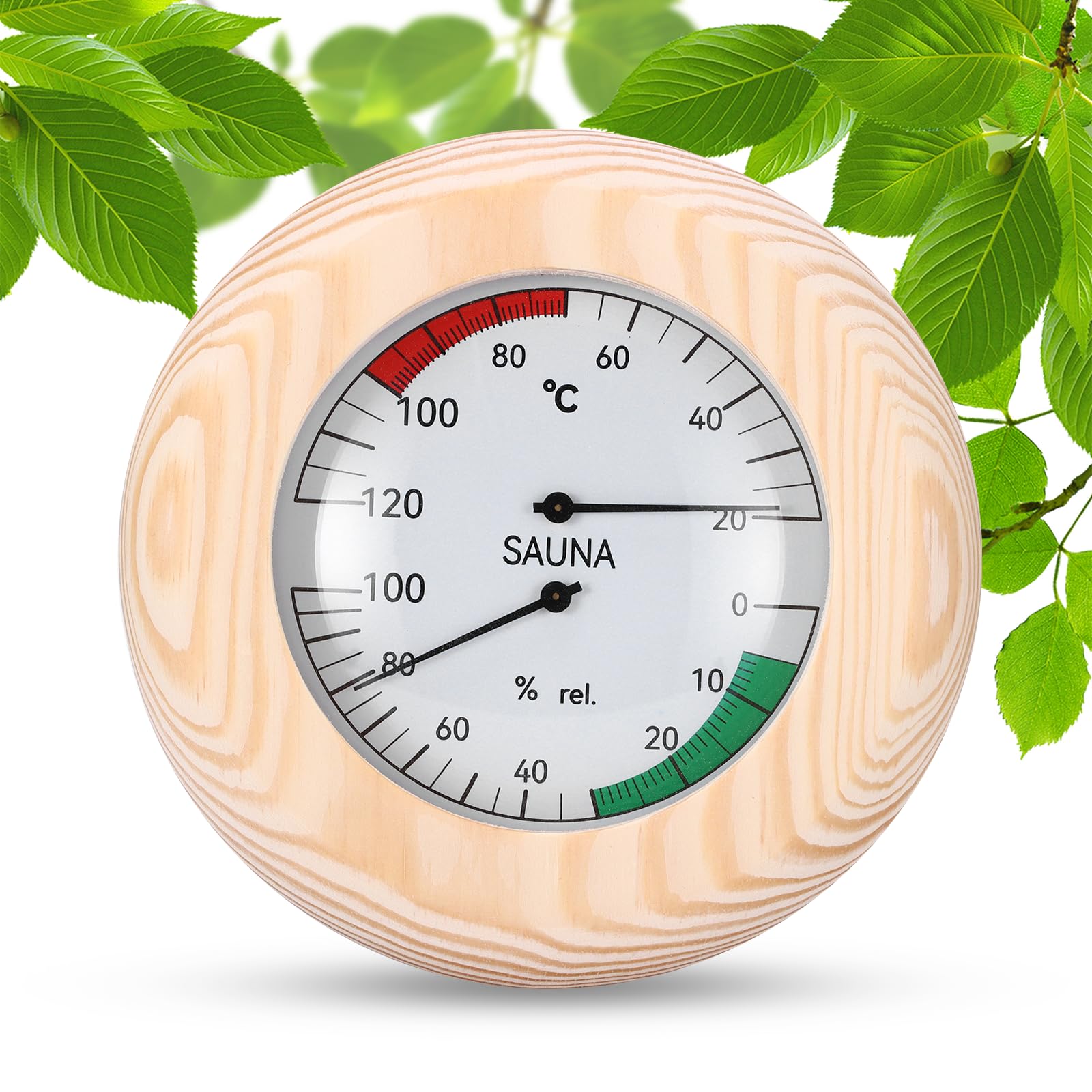 ALLOMN Sauna Thermometer Hygrometer, 2-in-1 Wooden Digital Thermo-Hygrometer Accurate Sauna Steam Room Thermometer Hygrometer for Workshop School Market Warehouse Sauna Room