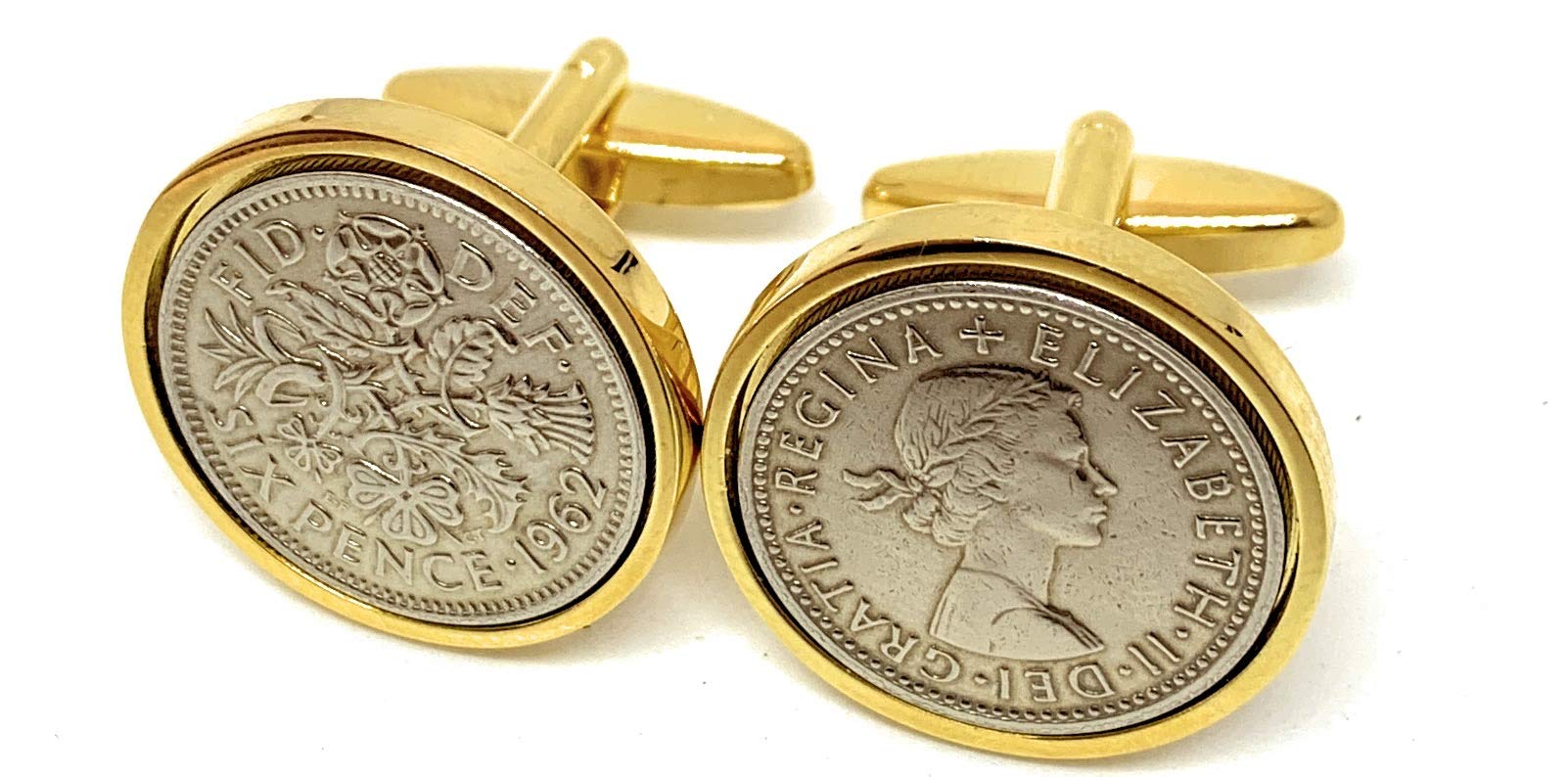 Premium 1962 Original Lucky Sixpence 6d birthday/Anniversary Cufflinks ideal for a 64th birthday HT GLD