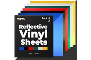 KRAFTEX Reflective Vinyl Permanent Adhesive for Cricut Oracle 651 (6pk, 12 x 11 Inch) White Glow in The Dark Sticker Sheets for DIY Outdoor Stickers and Decal. Tape for Safe Car Parking, Crafting and More